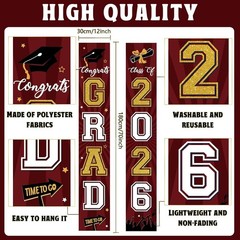 Festive Indoor/Outdoor Maroon & Gold Graduation Banners – Class of 2026 Signage