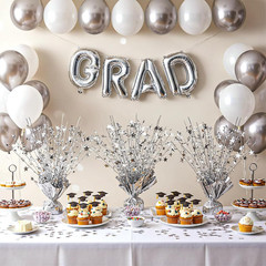 12 Pack Metallic Foil Spray Centerpiece, Glitter Silver Star Table Decoration, B