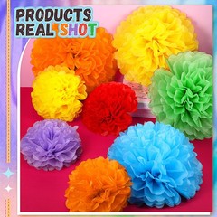 48 PCS Tissue Paper Pom Poms 614 Inch Flowers Decor Wedding Birthday Rainbow