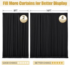 16x10FT Black Backdrop Curtains for Wedding Parties, Wrinkle Polyester