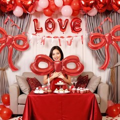 4 Pcs Red Bow Balloons Bow Party Decorations for Girl Women Red Bow Birthday …