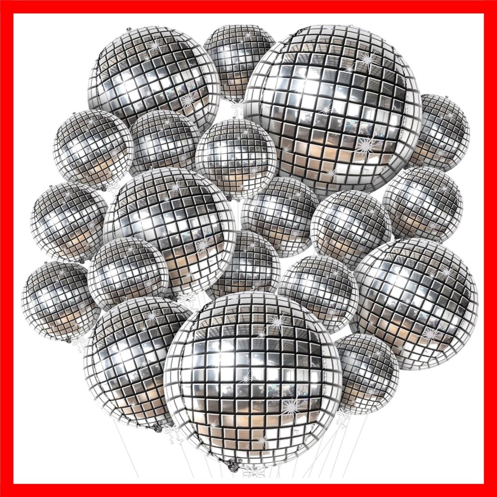 Silver Disco Ball Balloons – 32 Inch, Pack of 20 | Shiny Disco Ball for Disco…