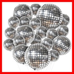 Silver Disco Ball Balloons – 32 Inch, Pack of 20 | Shiny Disco Ball for Disco…