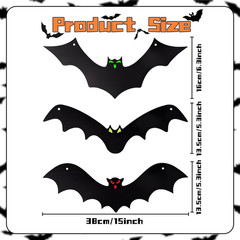 12PCS Halloween Hanging Bat Decorations with Glowing Eyes, Spooky Realistic Hall