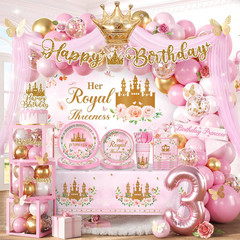 295 Pcs Her Royal Threeness Birthday Decorations – Complete Princess Theme 3Rd B