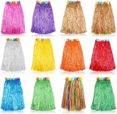 Tropical 12-Pack Hula Skirts – Adjustable Waist and Vibrant Design for Parties