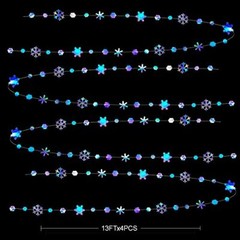 Clearance 52Ft Winter Wonderland Party Decoration Iridescent Snowflake Garlan…