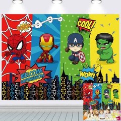 Superhero Birthday Backdrop Banner Background Poster Party Decorations 7x5ft