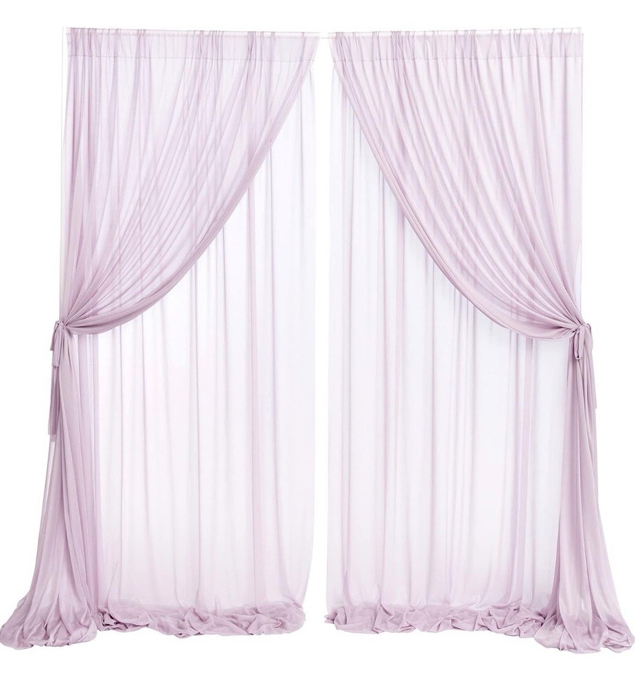 Ling’s Moment 10 ft x 10 ft Light Purple Chiffon Like Backdrop Curtains Lavender