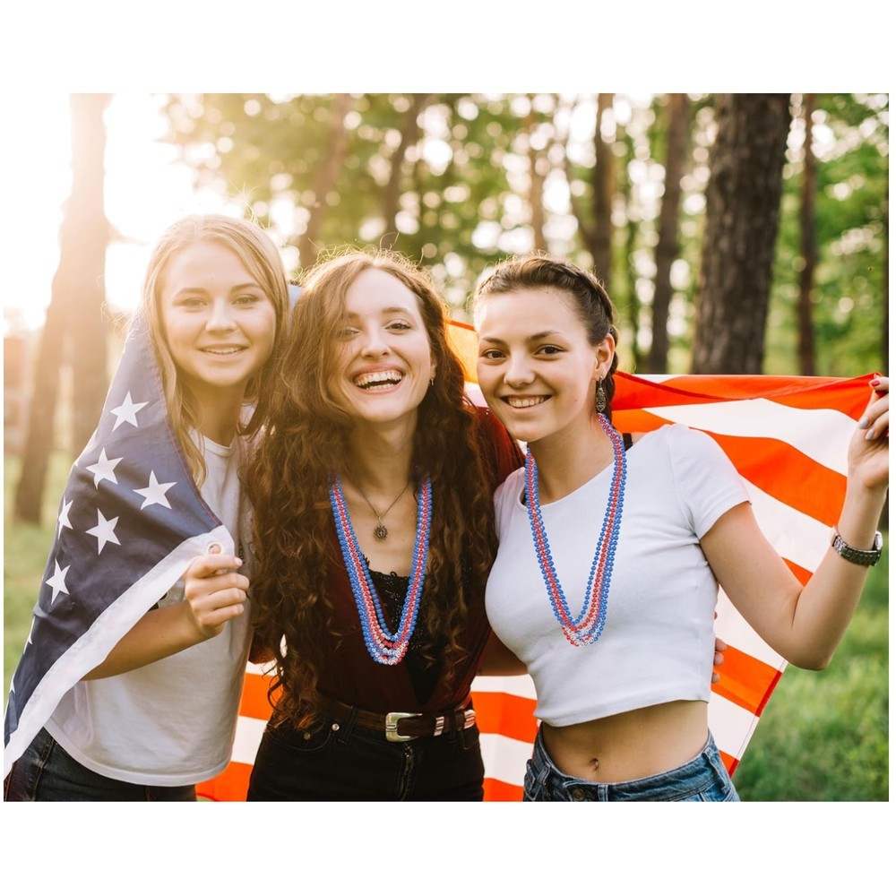4th of July Accessories: 120pc Beaded Necklaces Party Favors