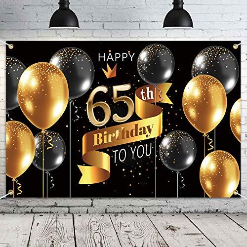 Happy 65th Birthday Backdrop Banner – 65 Birthday Party Decorations Supplies …
