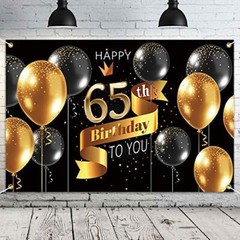Happy 65th Birthday Backdrop Banner – 65 Birthday Party Decorations Supplies …