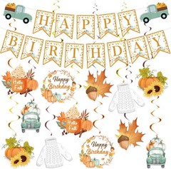Thanksgiving & Fall Birthday Party Decorations Set, Thanksgiving Banner Hanging