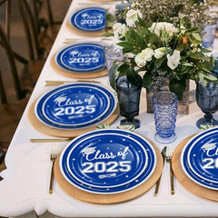 320Pcs Graduation Table Decorations Party Supplies – Blue White Graduation Plate