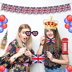 British Photo Booth Props UK England Selfie Props With Stick Party 25 PCS