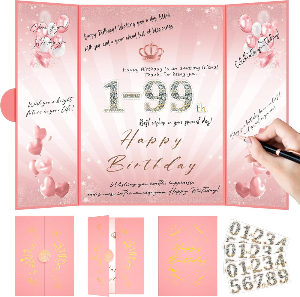 Pink 1St-99Th Happy Birthday Party Decorations 18″X12″ Birthday Guest for Men W
