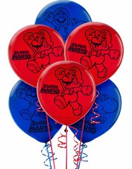 Super Mario Brothers Printed Latex Balloons | Super Mario Party Balloons 12ct.