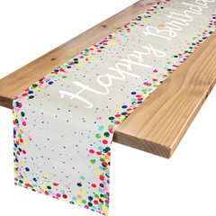 Happy Birthday Table Runner 72 Inches, Grey | Birthday Centerpieces for Tables,