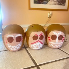 Set Of 3 Moana-Inspired Coconut Head Decor Props For Tropical Party/DIY Crafts