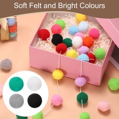 4pcs Pom Pom Garland 6.6 ft 30 Balls for Crafts Decor(Black, White, Grey, Green)