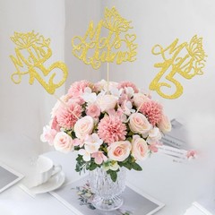 12 PCS Mis 15 Centerpiece Sticks Glitter Happy 15th Birthday Centerpieces Mis…