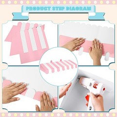 Boao 4 Pack Pink Circus Awning Decoration 3D And White and