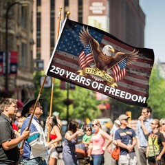 250th Anniversary Flag 3×5 Ft Double Sided 3 Ply Patriotic Eagle 250 Years Freed