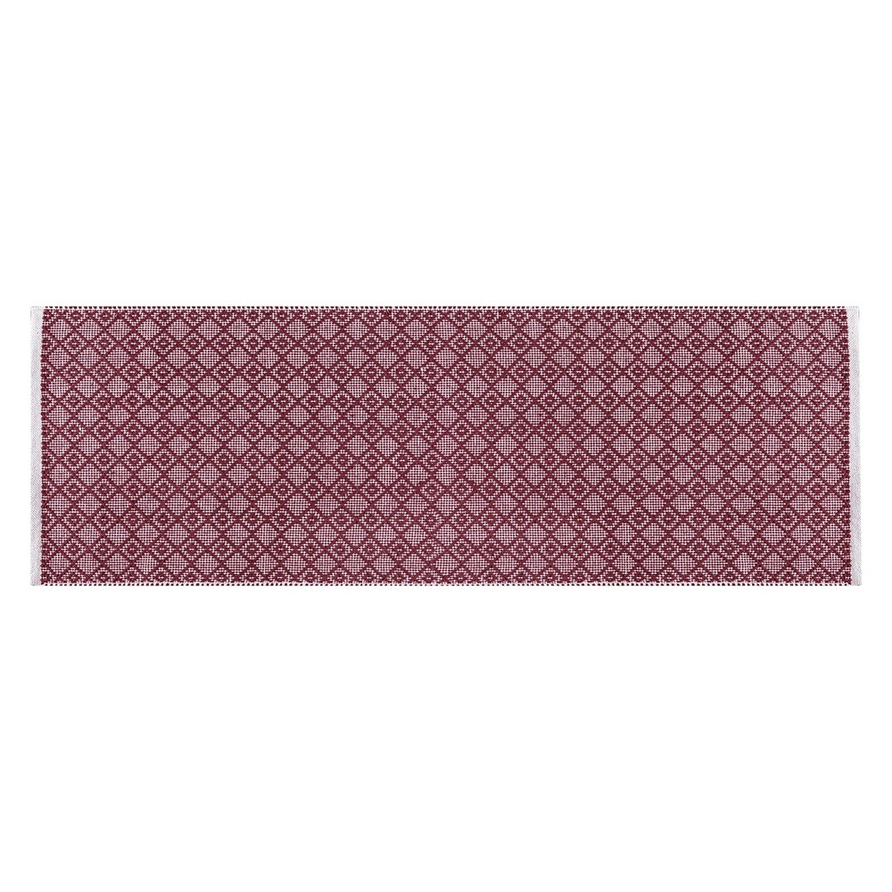 Cotton Diamond Woven Runner Rug 2×6 Feet – 2′ x 6′ (Rectangular), Burgundy