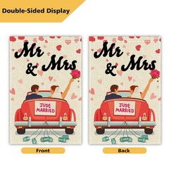 Mr & Mrs Garden Flag Just Married Engagement Yard Sign Double Sided 12×18 Inch