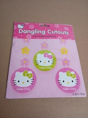 VTG Hello Kitty Dangling Cutouts Party Decoration Decor Floral Green Pink 2004