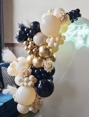 Arco De Globos Negro Dorado Y Blanco Con Estrellas Para Boda Y Graduacion