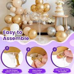 4 Sets Balloon Stand Kit for Table, Balloon Sticks with Base Birthday Graduation