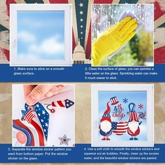 AnyDesign 138Pcs Patriotic Window Clings 4th of July Gnome Assorted,red