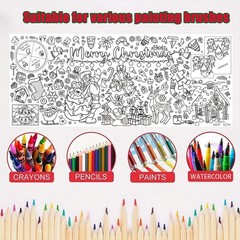 75″x30″ Christmas Giant Coloring Tablecloth for Kids,DIY Art Supplies for Party