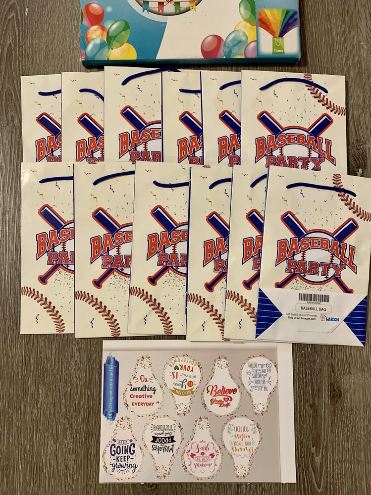 12pc Baseball Gift Party Favor Bags Treat Bags Baseball Loot Party Bags New