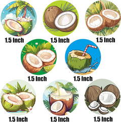 500 Pcs Coconut Themed Stickers for Birthday Party Decorations