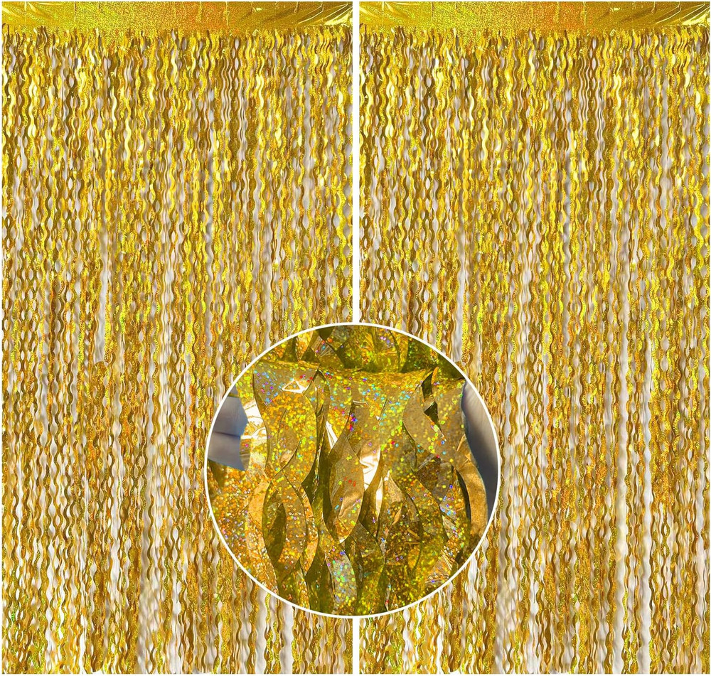 Gold Backdrop Birthday Decorations Foil Curtain Backdrop Gold Streamers Dance Pa