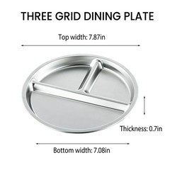 BEWBBAT 4 Pack 304 Stainless Steel Divided Plate, 8 Inch 3 8 Inch, Silver
