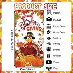 Happy Thanksgiving Door Cover for Fall Thanksgiving Party Decorations,71×35 Inch