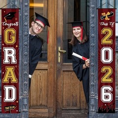 Festive Indoor/Outdoor Maroon & Gold Graduation Banners – Class of 2026 Signage