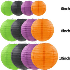 Halloween Paper Lanterns Black Purple Orange Green Halloween Party Decorations f