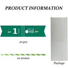 20 Golf Themed Hole In One Drinking Paper Straws Flag Party Decorations Cocktail