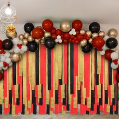 Crepe Paper Streamers 10 Rolls 820 Ft Red Gold Black Decorations