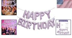 Reusable 16-Inch Foil Happy Birthday Balloon with Straw & Ribbon – Pastel Purple