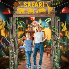 3pcs Jungle Themed Party Door Hanging Banner Wild Animal Birthday Decorations…