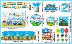 Train Birthday Decoration Kit Chugga Chugga Two Two Party Tableware Supplies Set