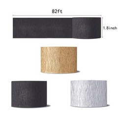 6 Rolls Black Gold Silver Crepe Paper Streamers Tassels Backdrop Decor