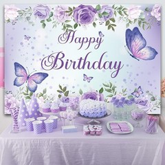 Lightweight 59×36 inch Butterfly Banner – Gorgeous Decor for Women’s Birthdays