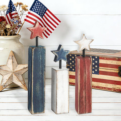 4Th of July Table Decorations, 3Pcs Red White and Blue Decorations, Retro Patrio