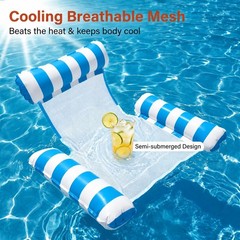 Water Hammock Lounger – Pool Float Lounger for Adults Inflatable Swimming Poo…